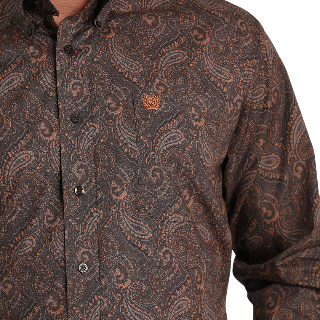 Cinch Men's Paisley Print Brown Shirt