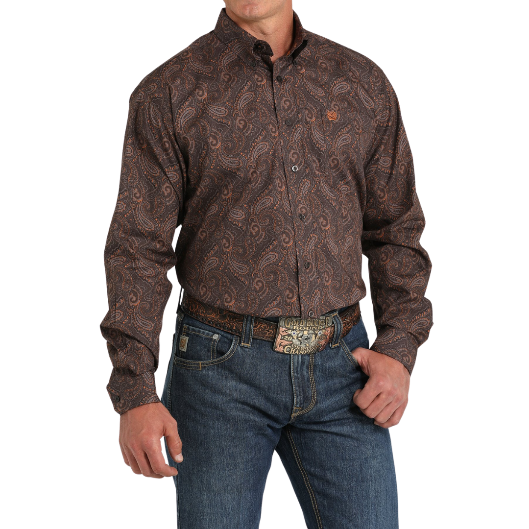 Cinch Men's Paisley Print Brown Shirt