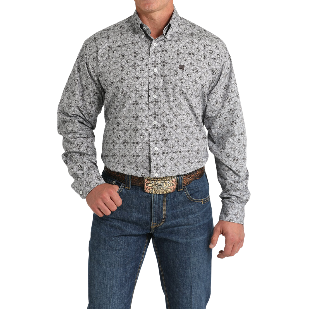 Cinch Men's Medallion Print Brown Shirt