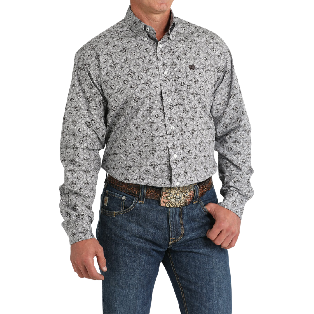 Cinch Men's Medallion Print Brown Shirt
