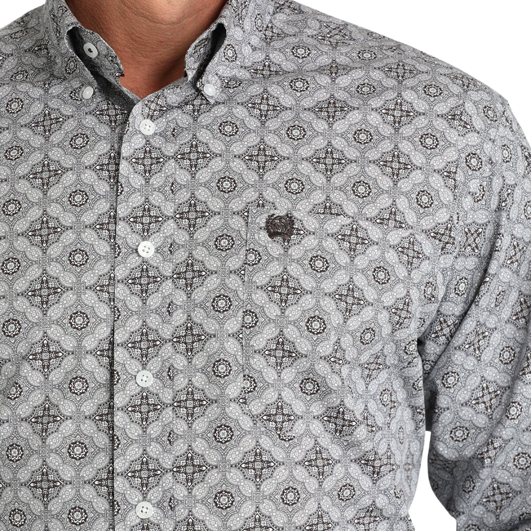 Cinch Men's Medallion Print Brown Shirt
