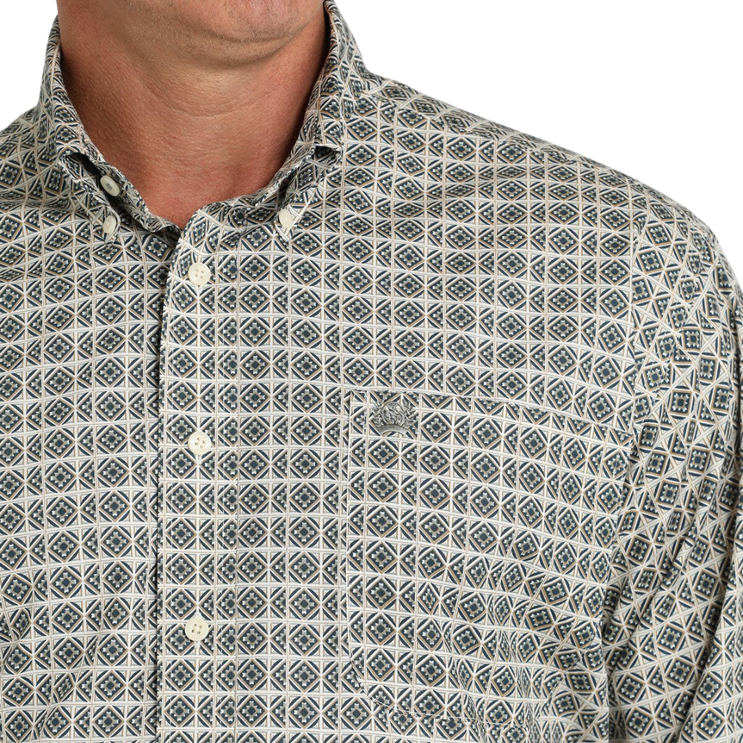 Cinch Men's Kaleidoscope Print Cream Shirt
