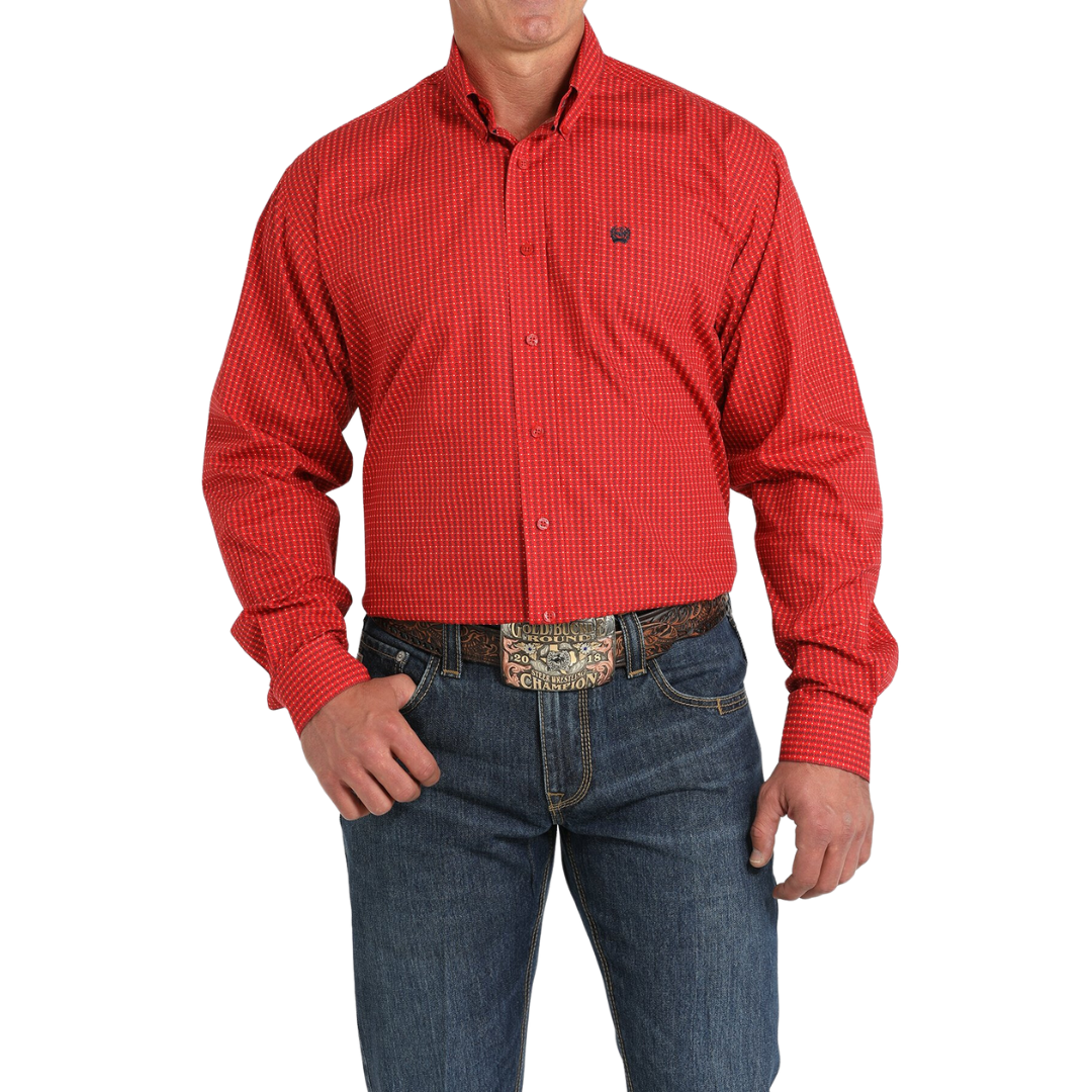 Cinch Men's Match Money Print Red Shirt