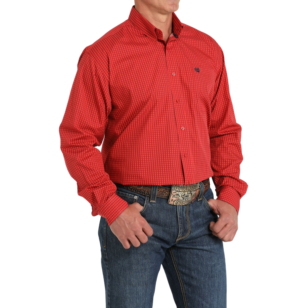 Cinch Men's Match Money Print Red Shirt