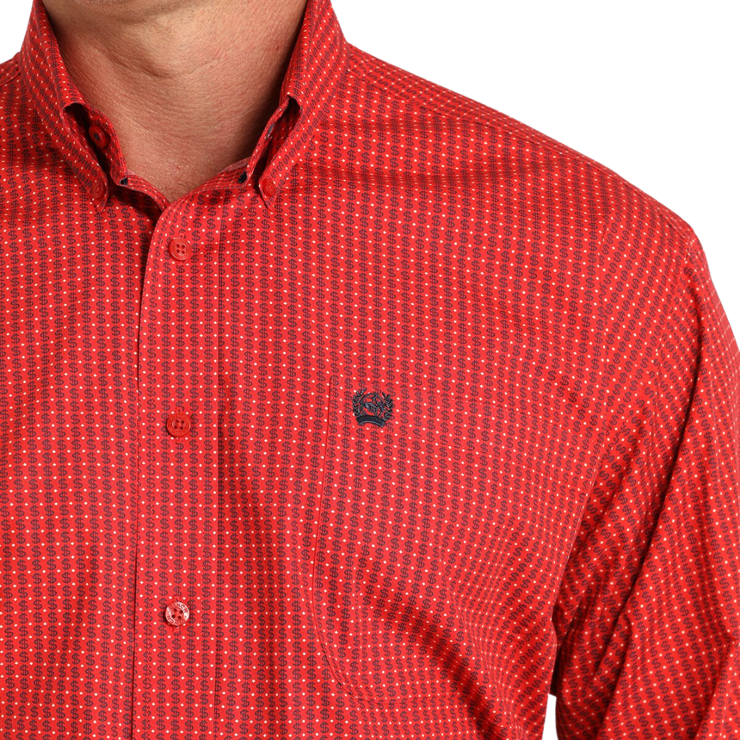 Cinch Men's Match Money Print Red Shirt