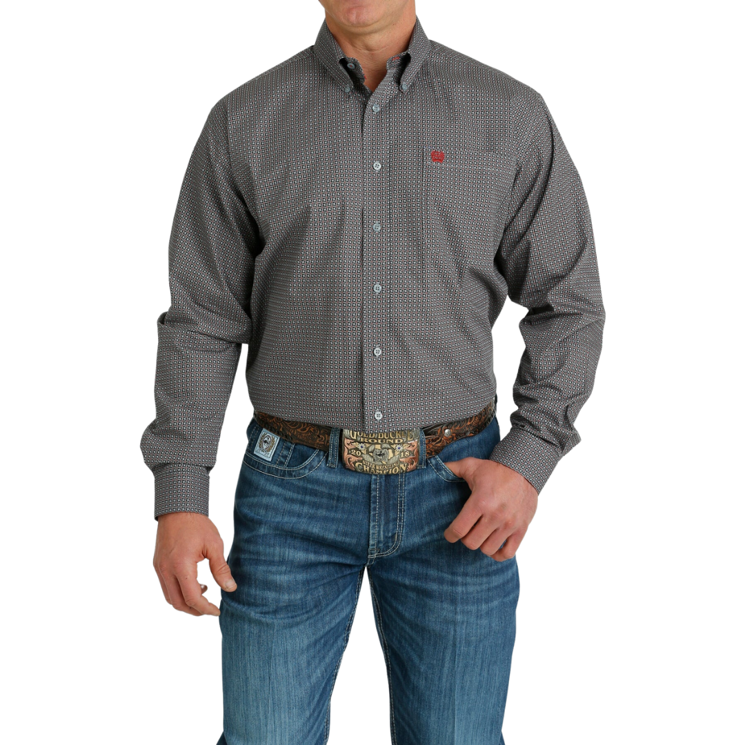 Cinch Men's Print Grey Shirt