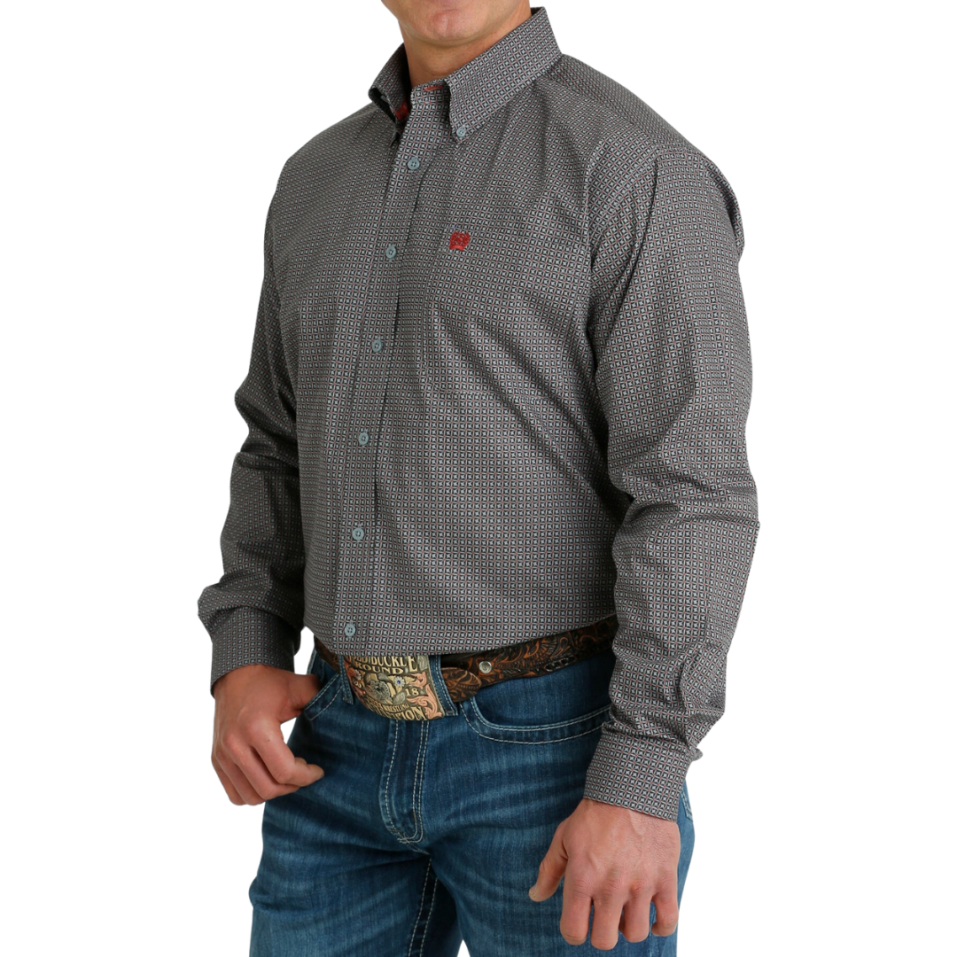 Cinch Men's Print Grey Shirt