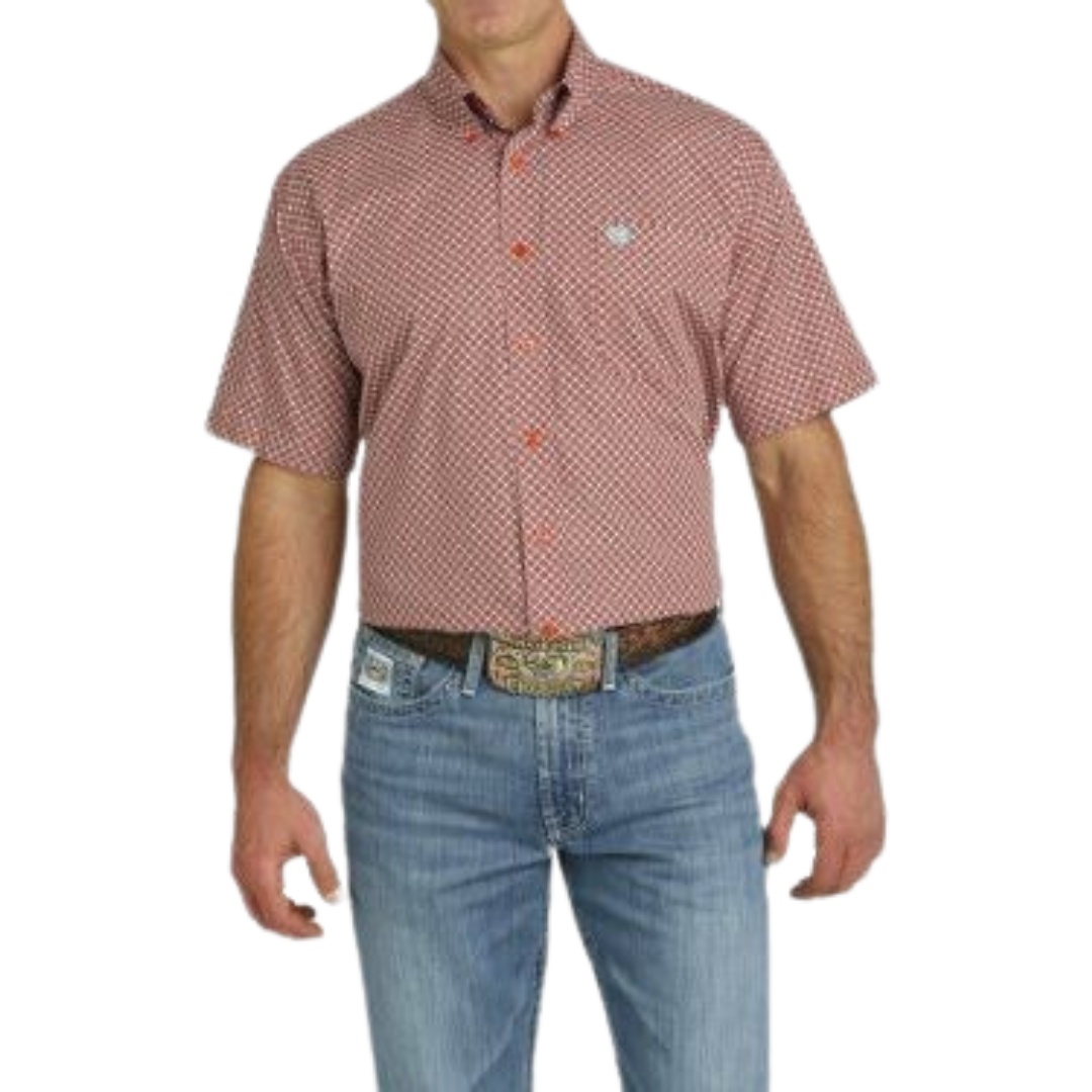 Cinch Men's Geometric Red Turquoise Shirt