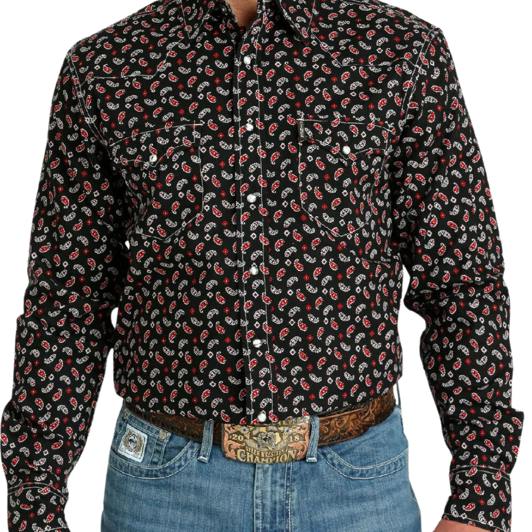 Cinch Men's Print Red Black Shirt
