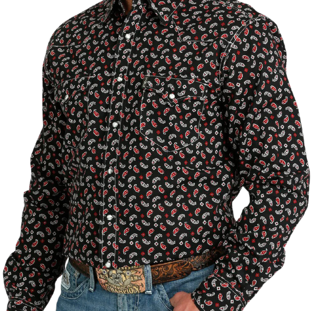 Cinch Men's Print Red Black Shirt