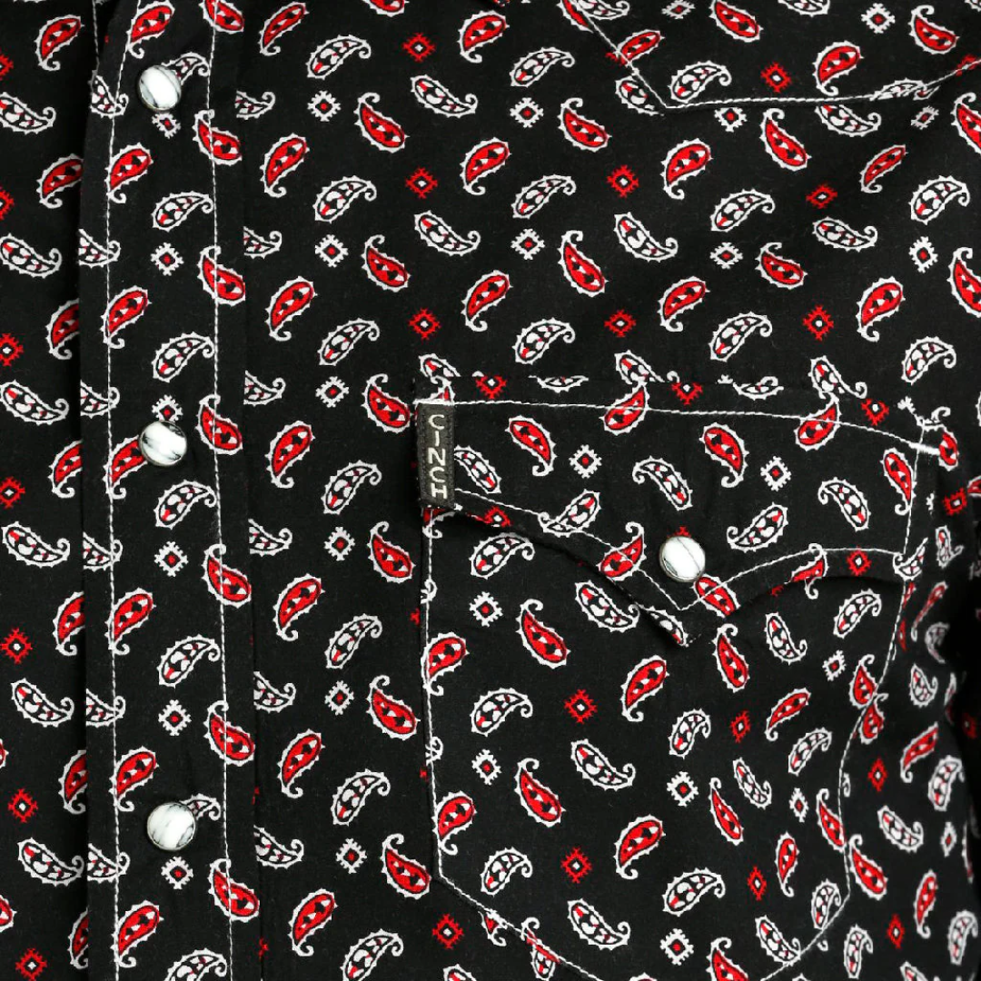 Cinch Men's Print Red Black Shirt