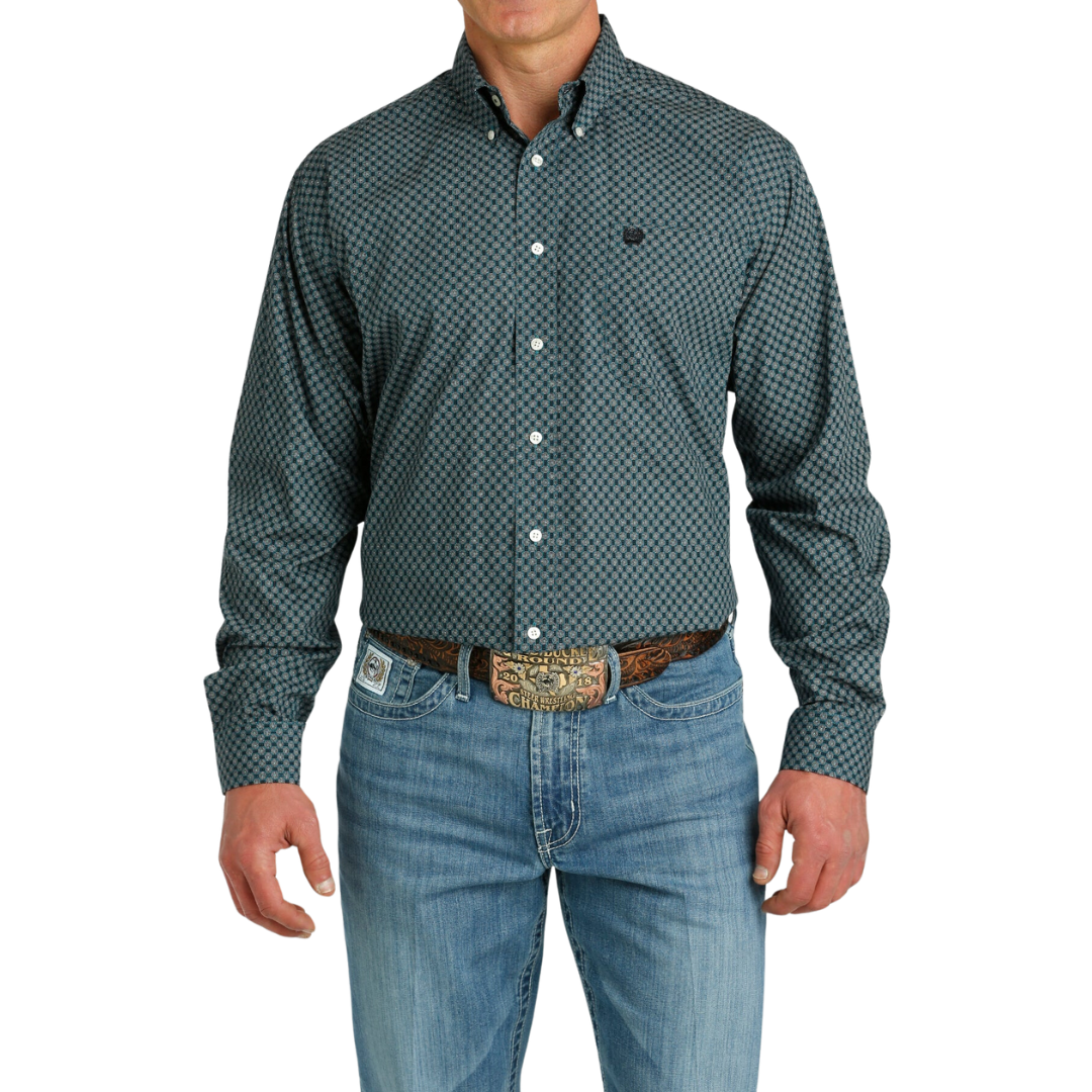 Cinch Men's Print Teal Shirt