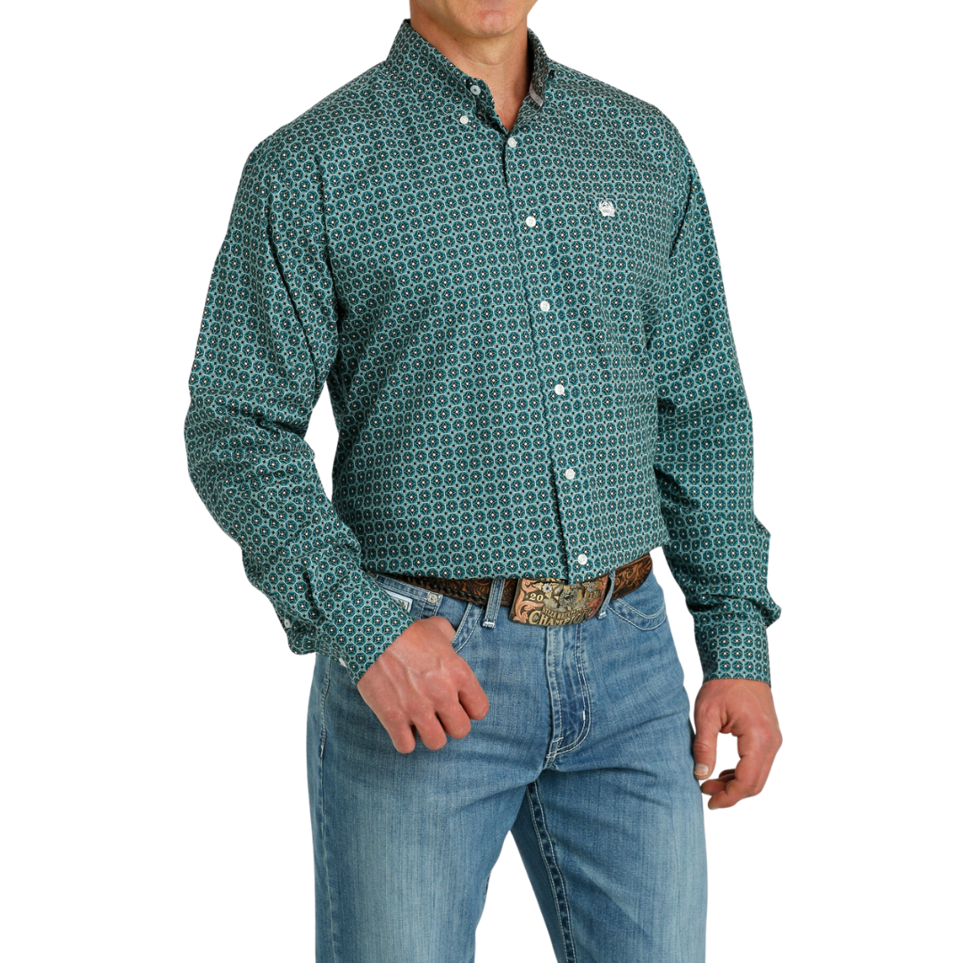 Cinch Men's Embroidered Logo Teal Shirt