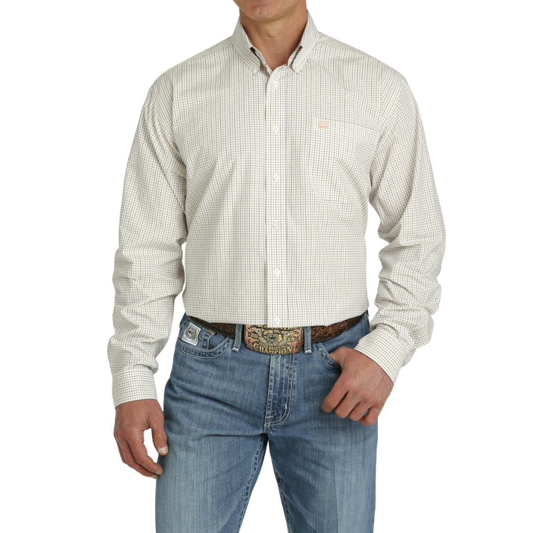 Cinch Men's White Plaid Shirt