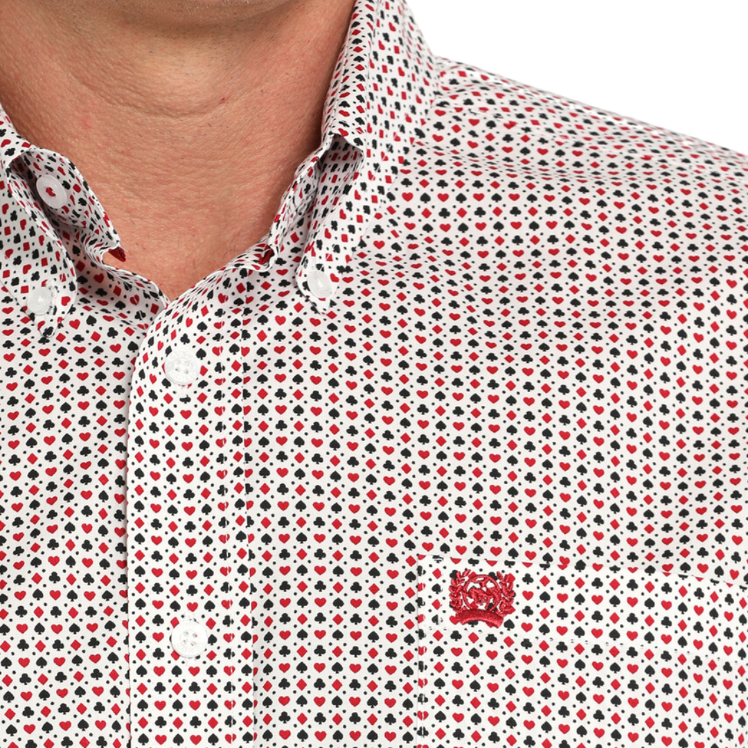 Cinch Men's White Playing Card Print Shirt