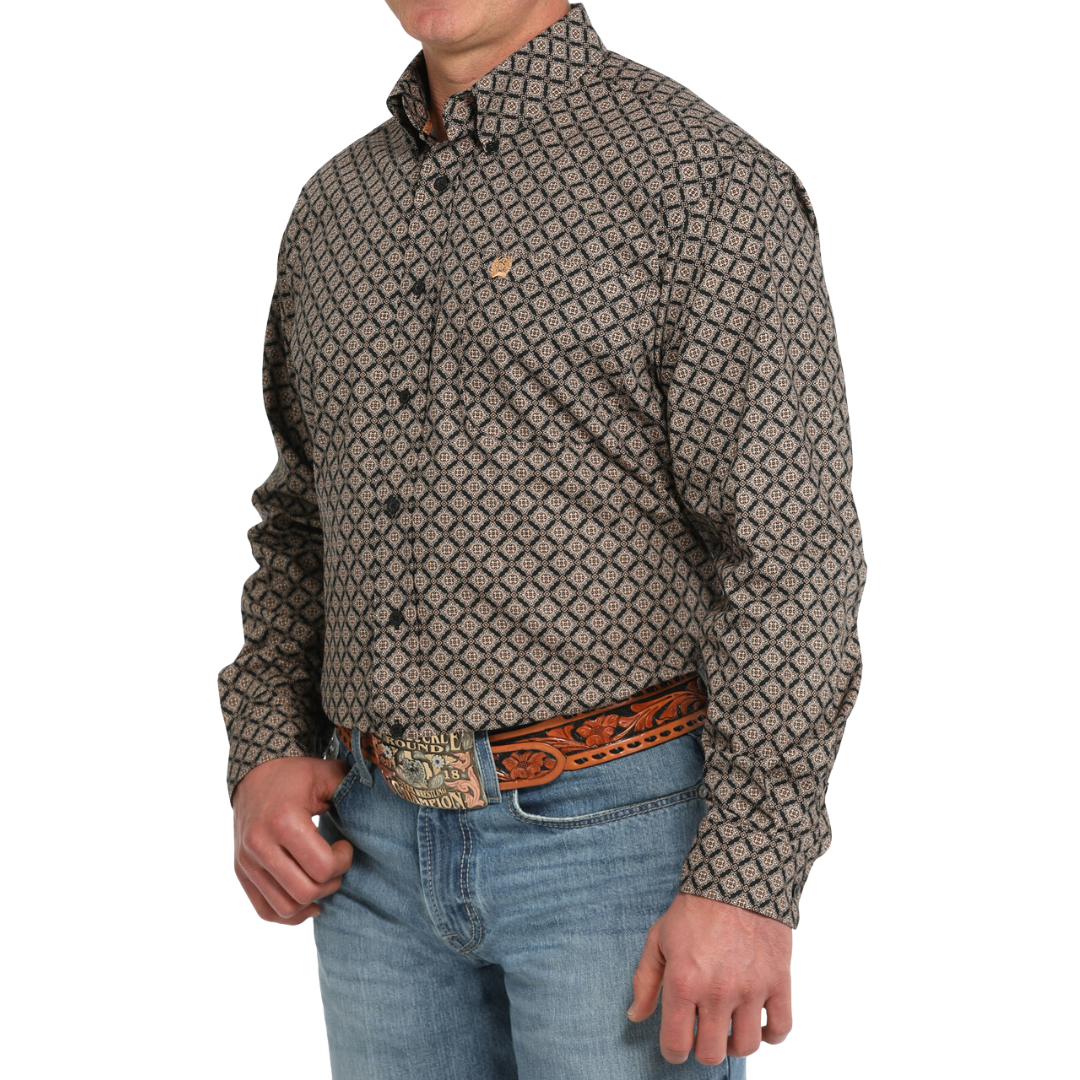 Cinch Men's Geometric Print Black Shirt