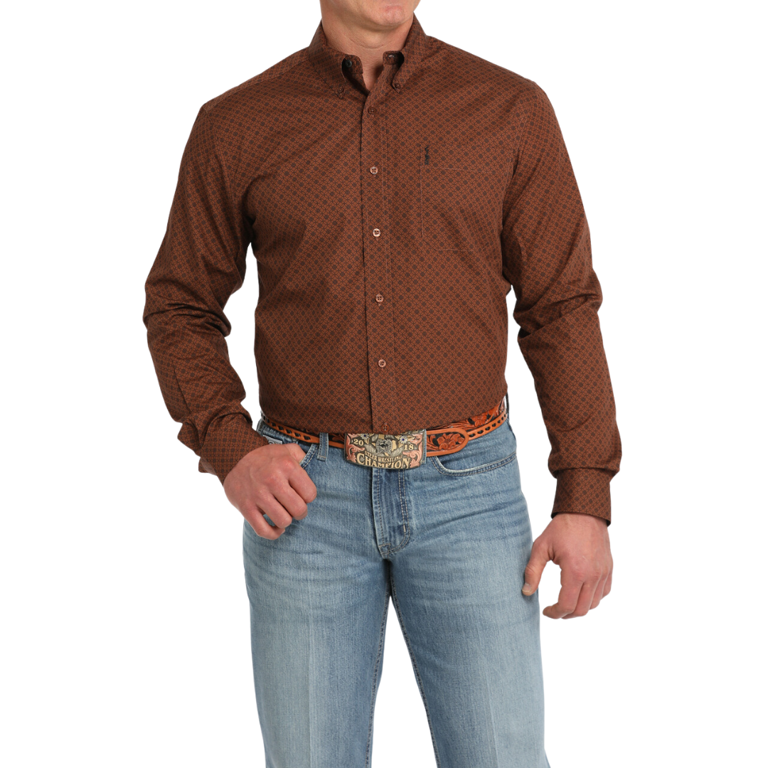 Cinch Men's Modern Fit Brown Shirt