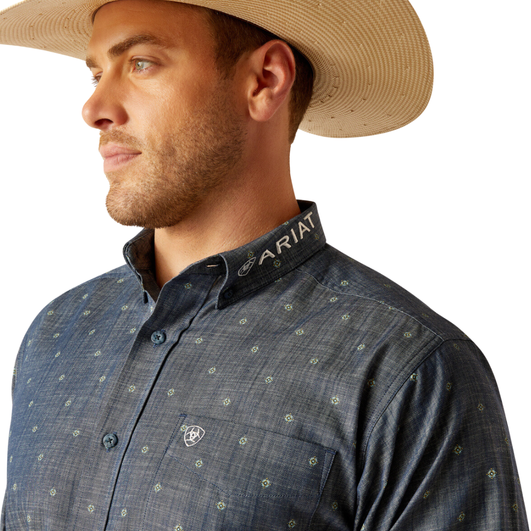 Ariat Men's Team Everett Button Down Blue Chambray Shirt