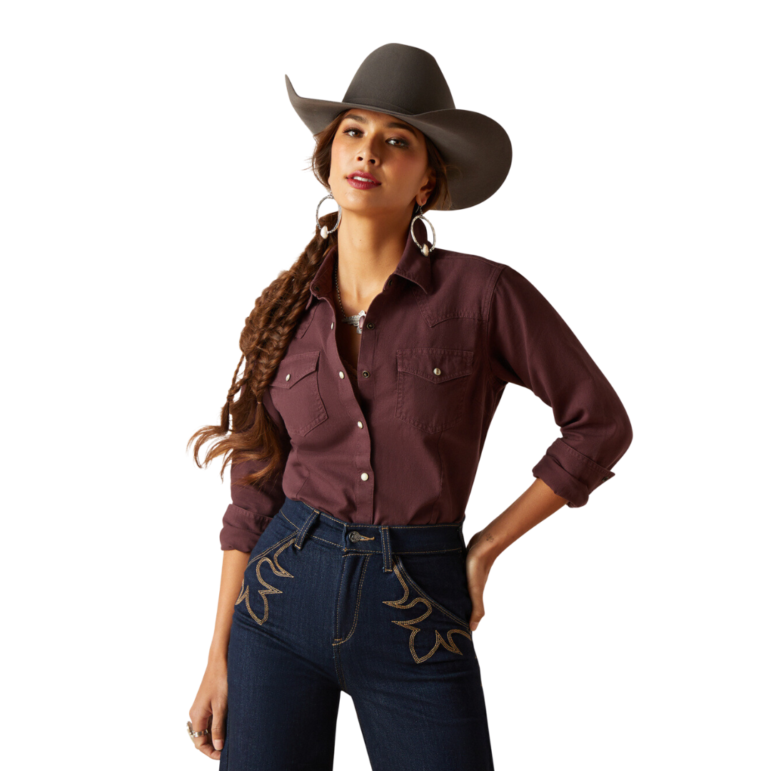 Ariat Women's Real Jurlington Snap Brown Shirt