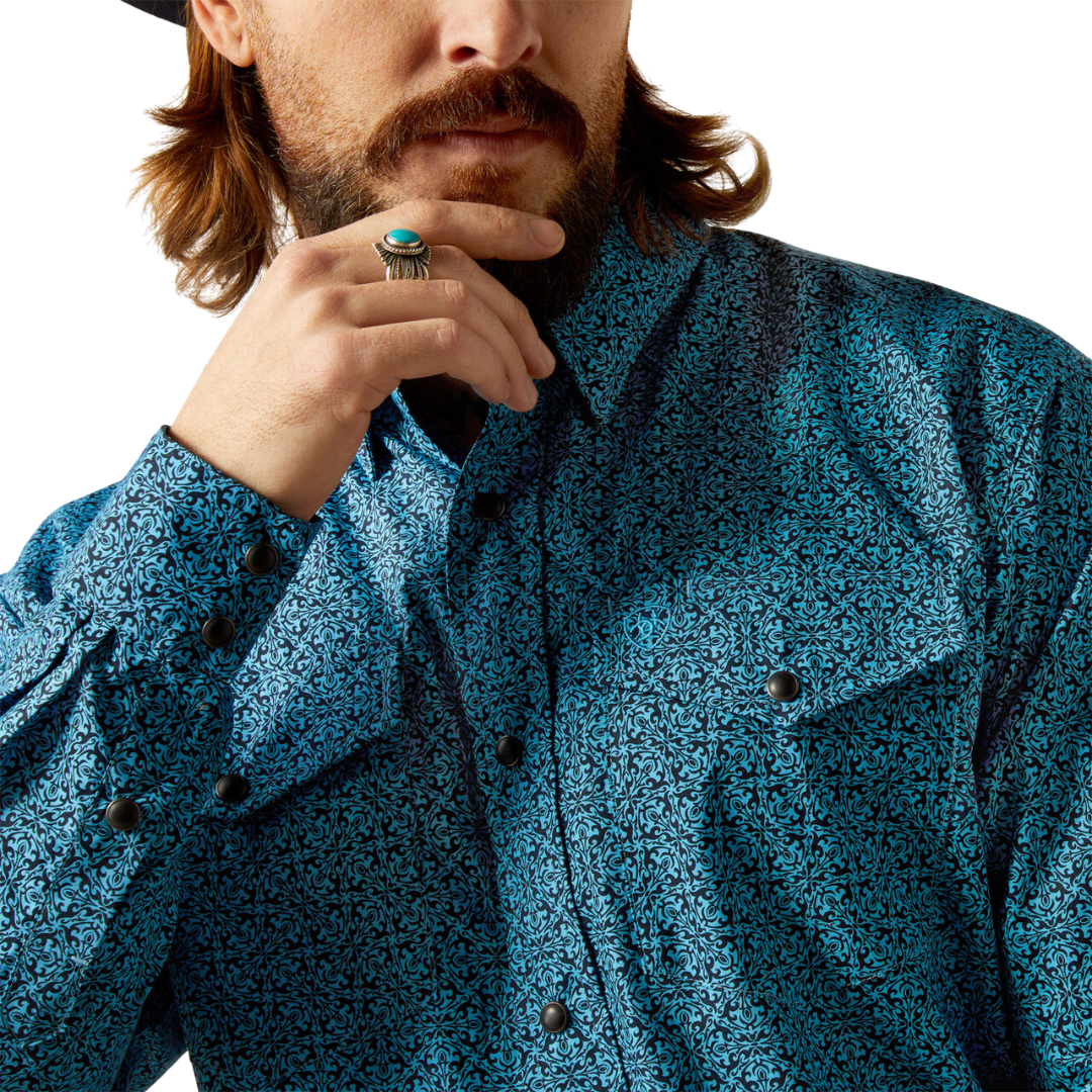 Ariat Men's Woodrow Snap Blue Shirt