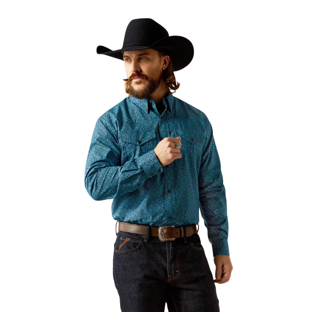 Ariat Men's Woodrow Snap Blue Shirt