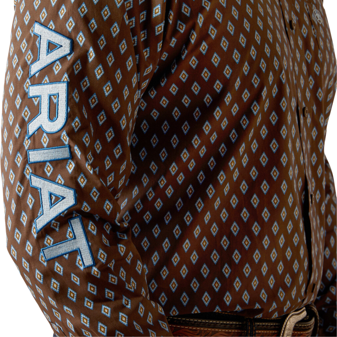 Ariat Men's Team Oak Brown Light Blue Shirt