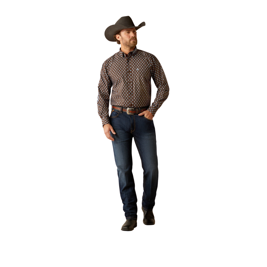 Ariat Men's Team Oak Brown Light Blue Shirt