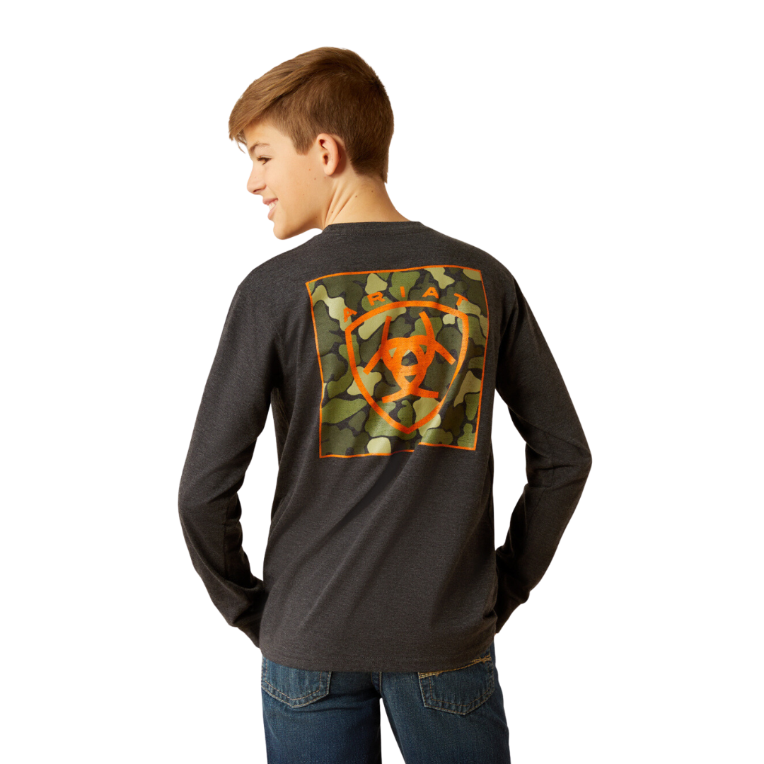 Ariat Youth Boy's Wetlands Nature Charcoal Heather Shirt