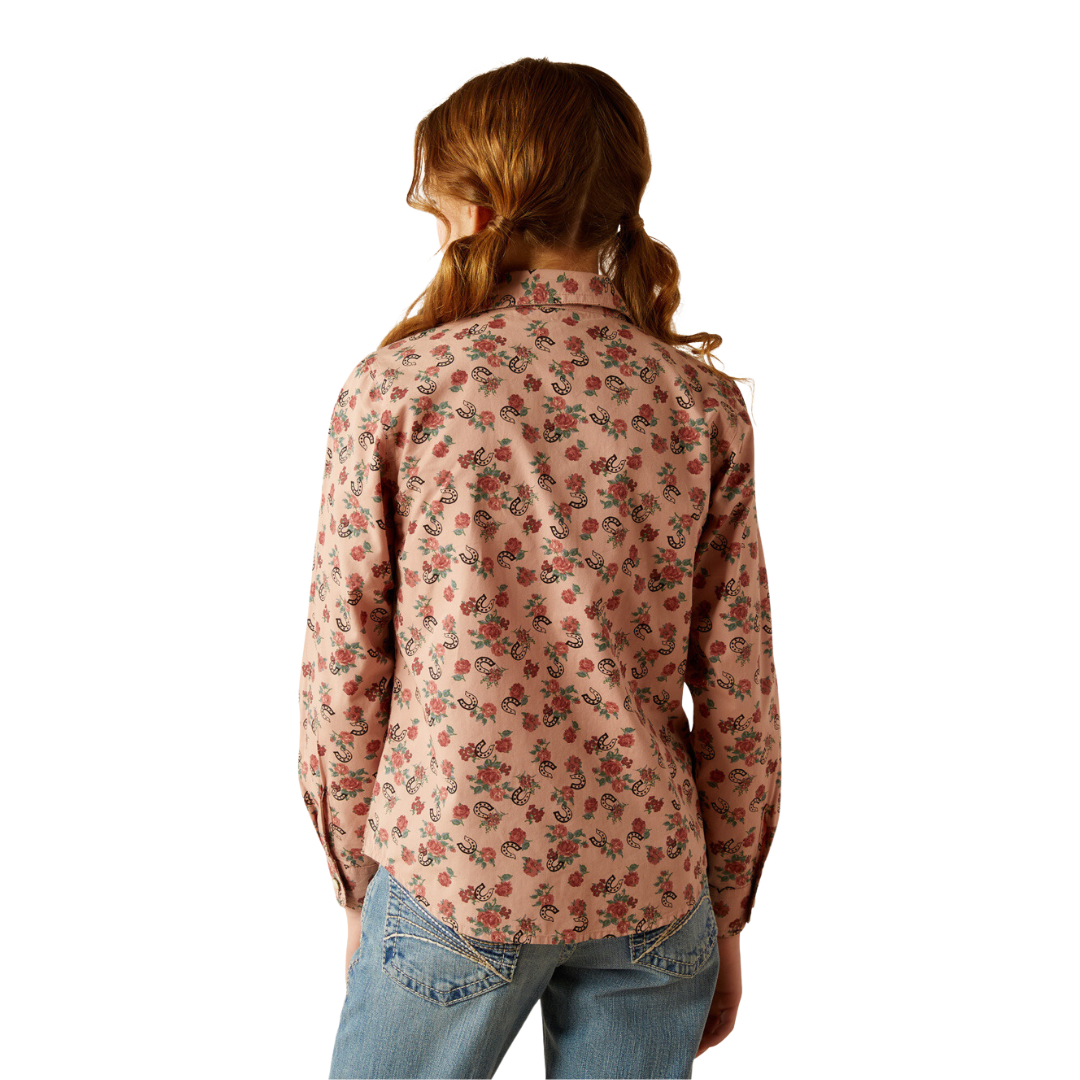 Ariat Youth Girl's Flowers Horseshoes Floral Multicolor Shirt
