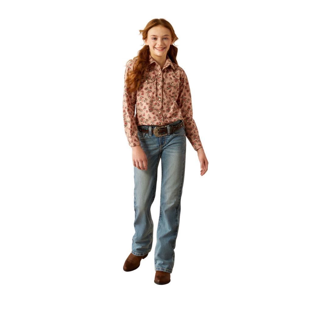 Ariat Youth Girl's Flowers Horseshoes Floral Multicolor Shirt