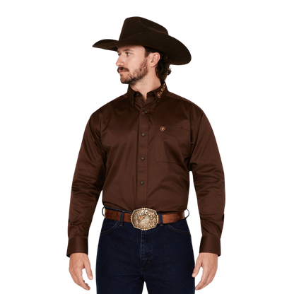 Ariat Men's Team Logo Twill Dark Brown Shirt - Quality Western Style Ariat Men's Team Logo Twill Dark Brown Shirt - Quality Western Style