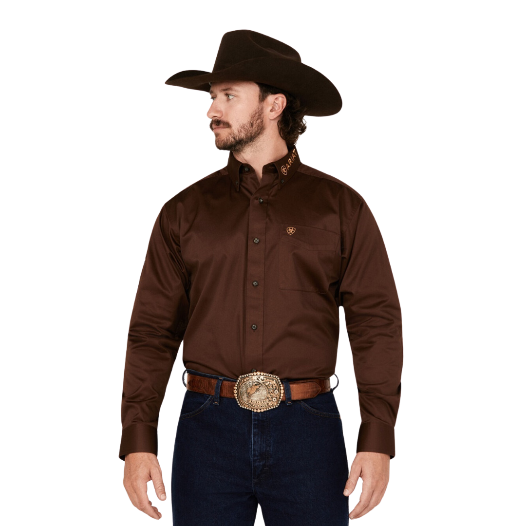 Ariat Men's Team Logo Twill Dark Brown Shirt