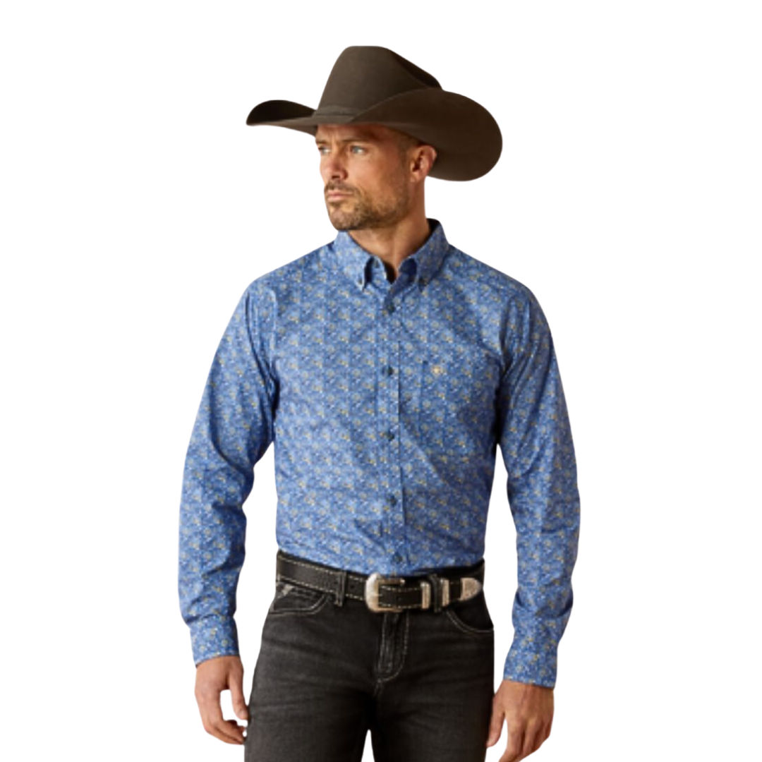 Ariat Men's Thell Fitted Blue Shirt