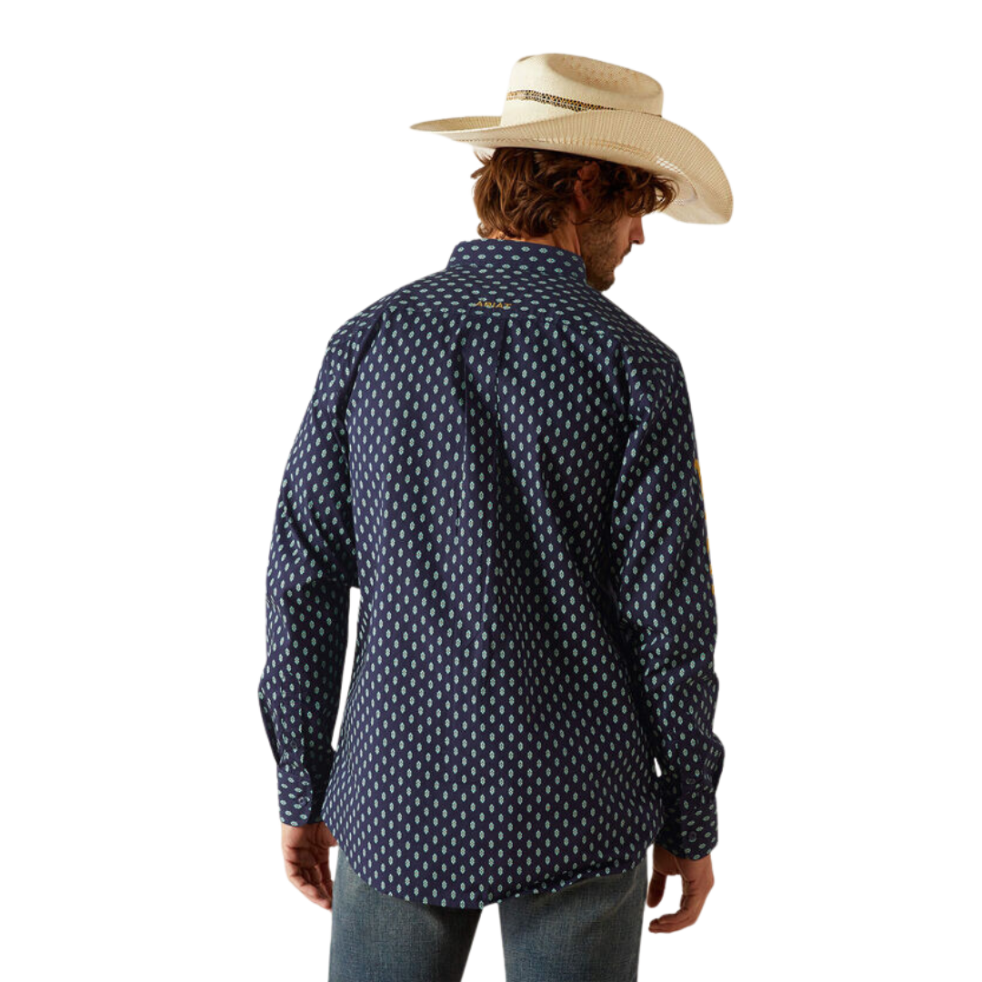 Ariat Men's Team Powell Fitted Navy Gold Shirt