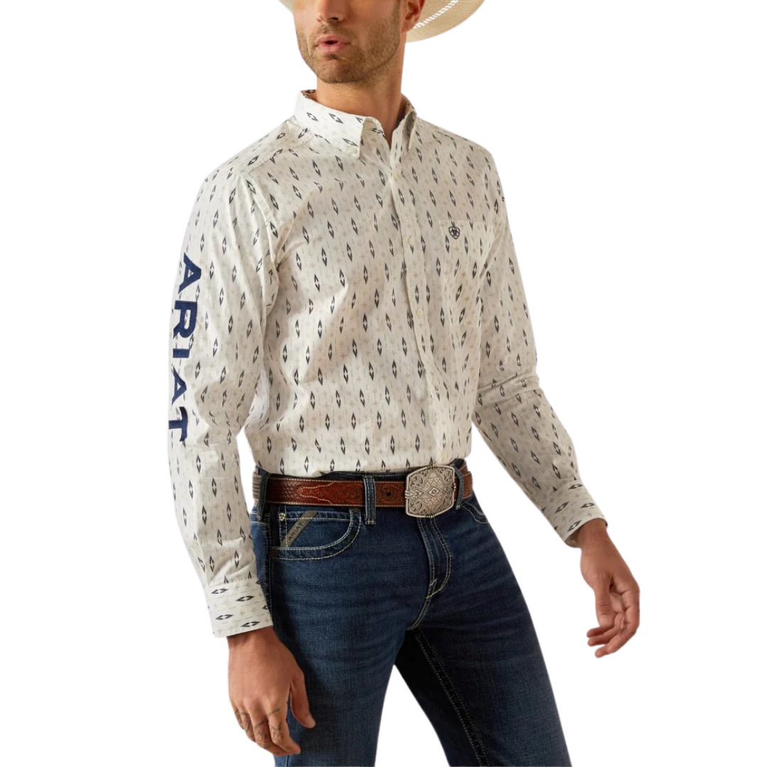 Ariat Men's Team Perkins White Navy Shirt