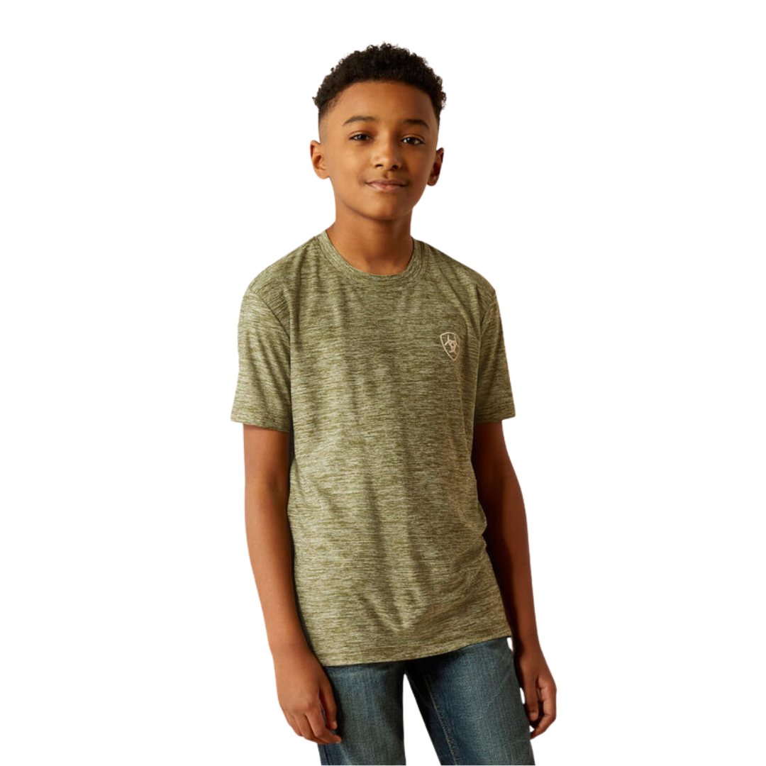 Ariat Youth Boy's Tree Bark Camo Charger Dark Olive Tee Shirt