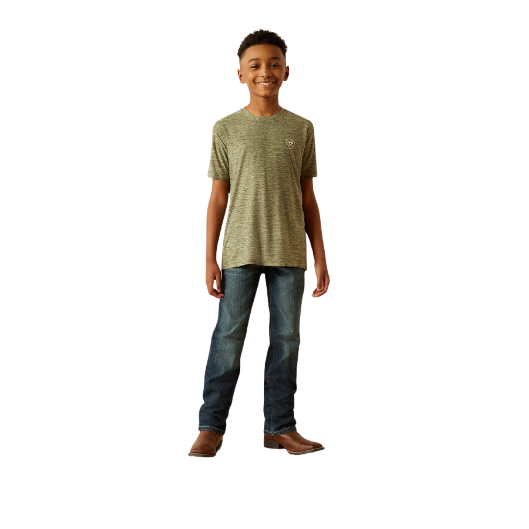Ariat Youth Boy's Tree Bark Camo Charger Dark Olive Tee Shirt