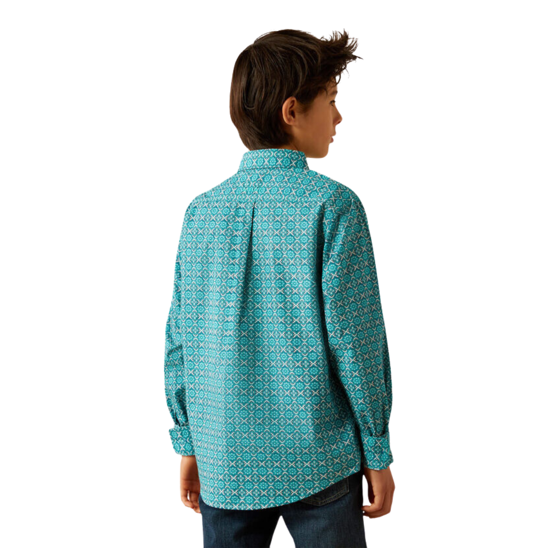 Ariat Youth Boy's Jordy Classic Fit Blue Shirt