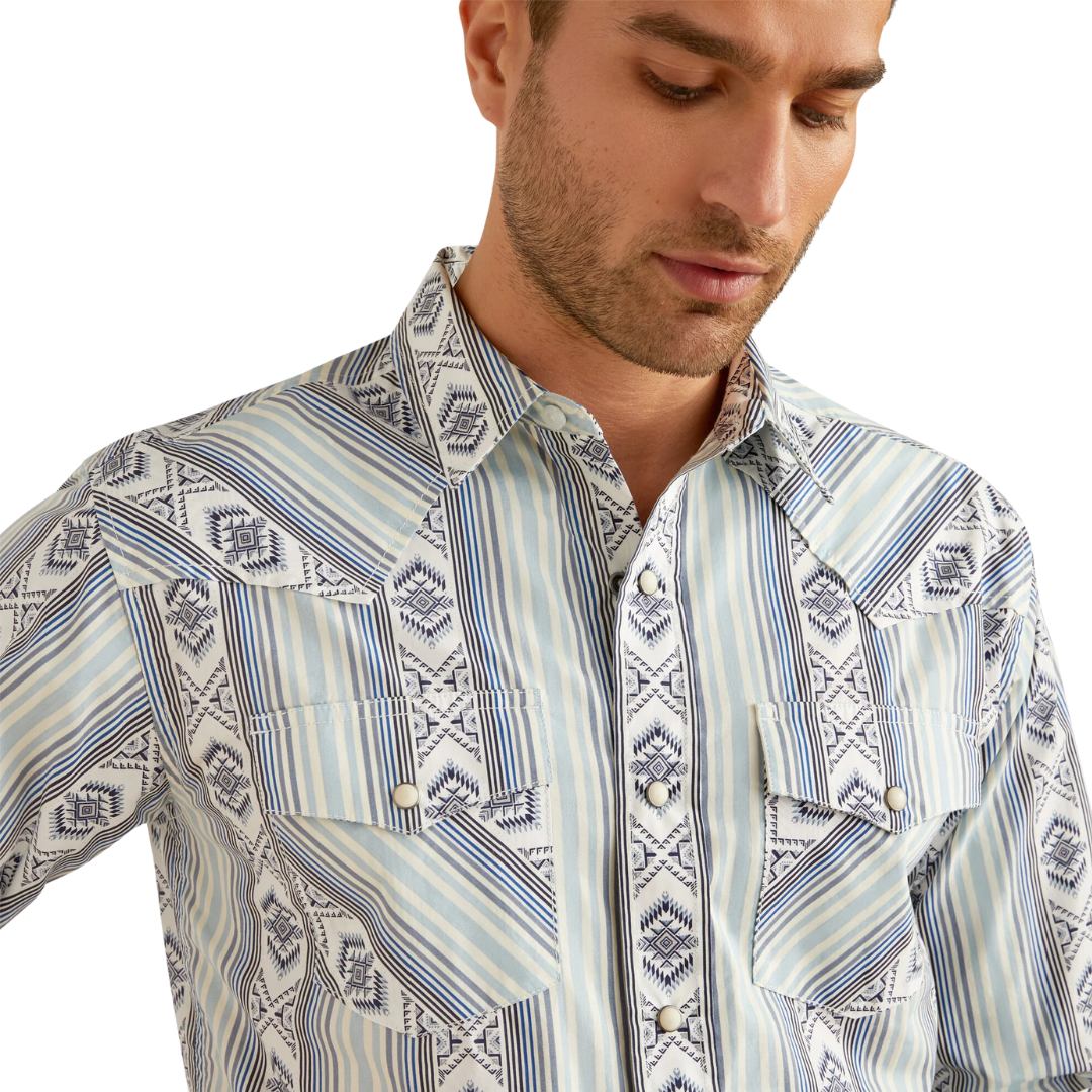 Ariat Men's Heller Retro Snap Blue Shirt