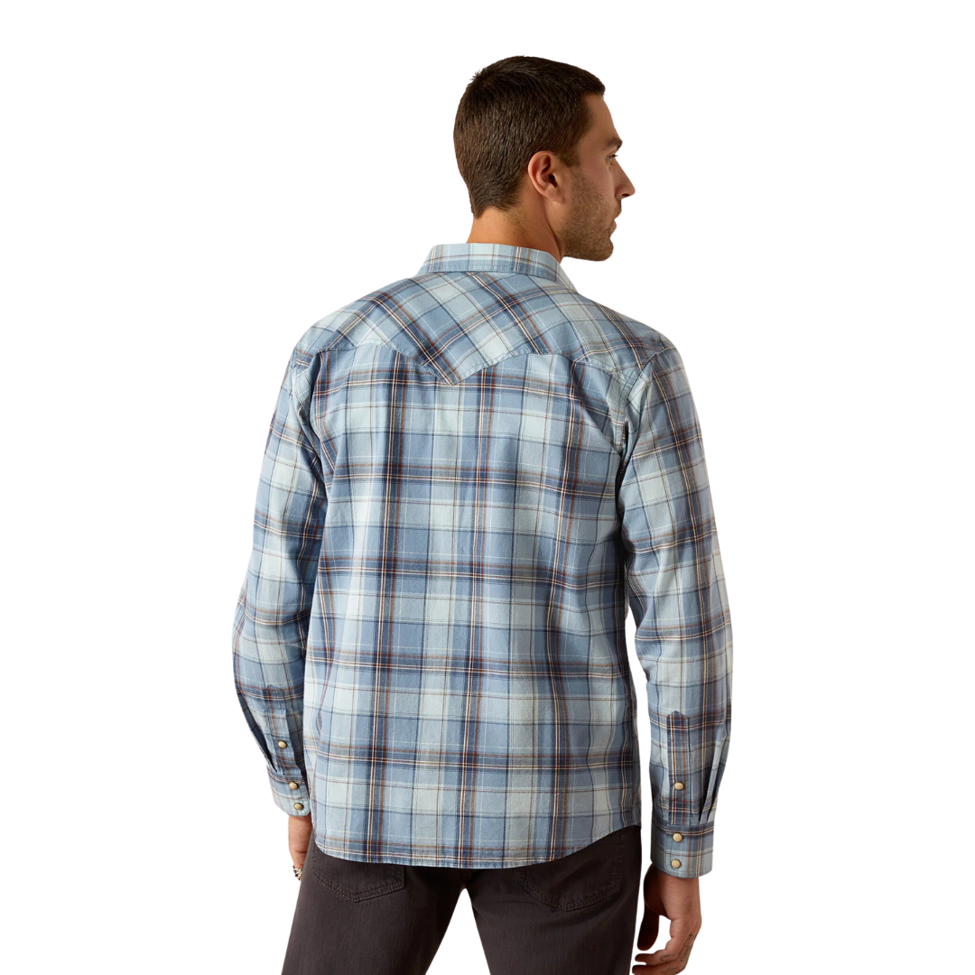 Ariat Men's Hunter Retro Fit Snap Light Blue Shirt