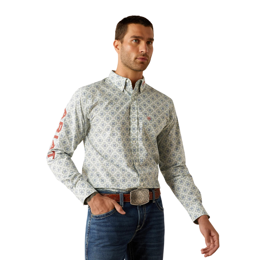 Ariat Men's Team Prestley Blue Orange Shirt