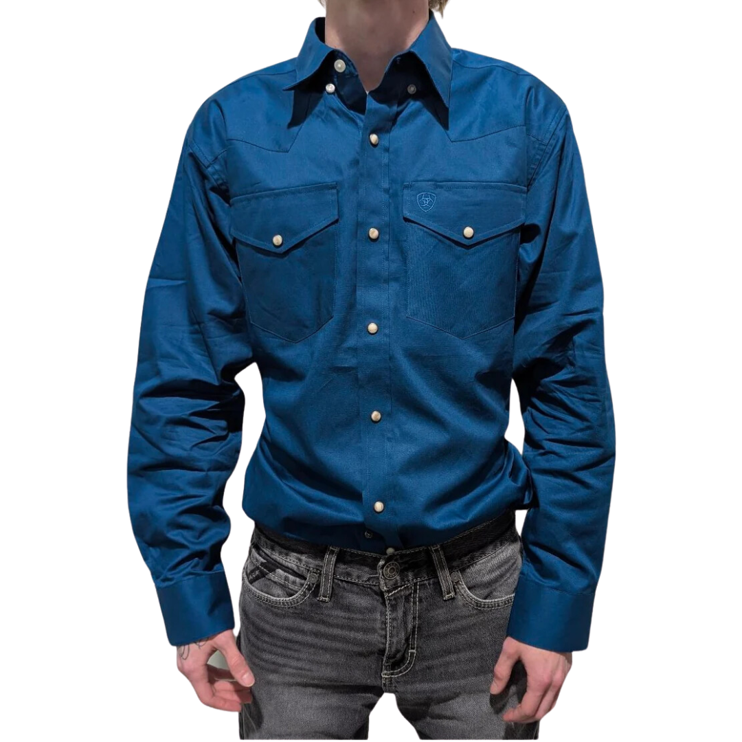Ariat Men's Lightweight Solid Twill Blue Shirt