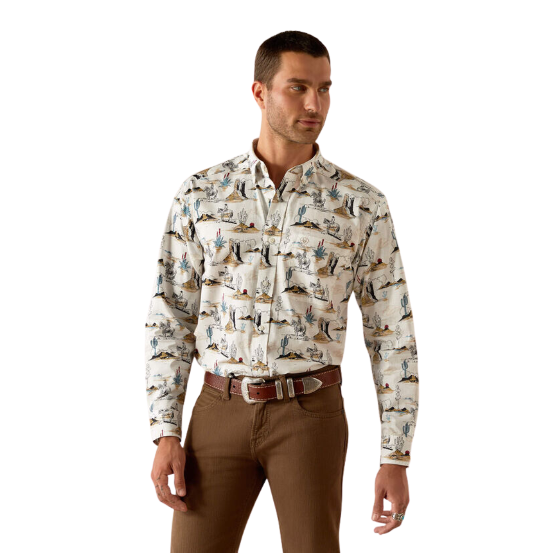 Ariat Men's Gunder Classic Fit Off White Shirt