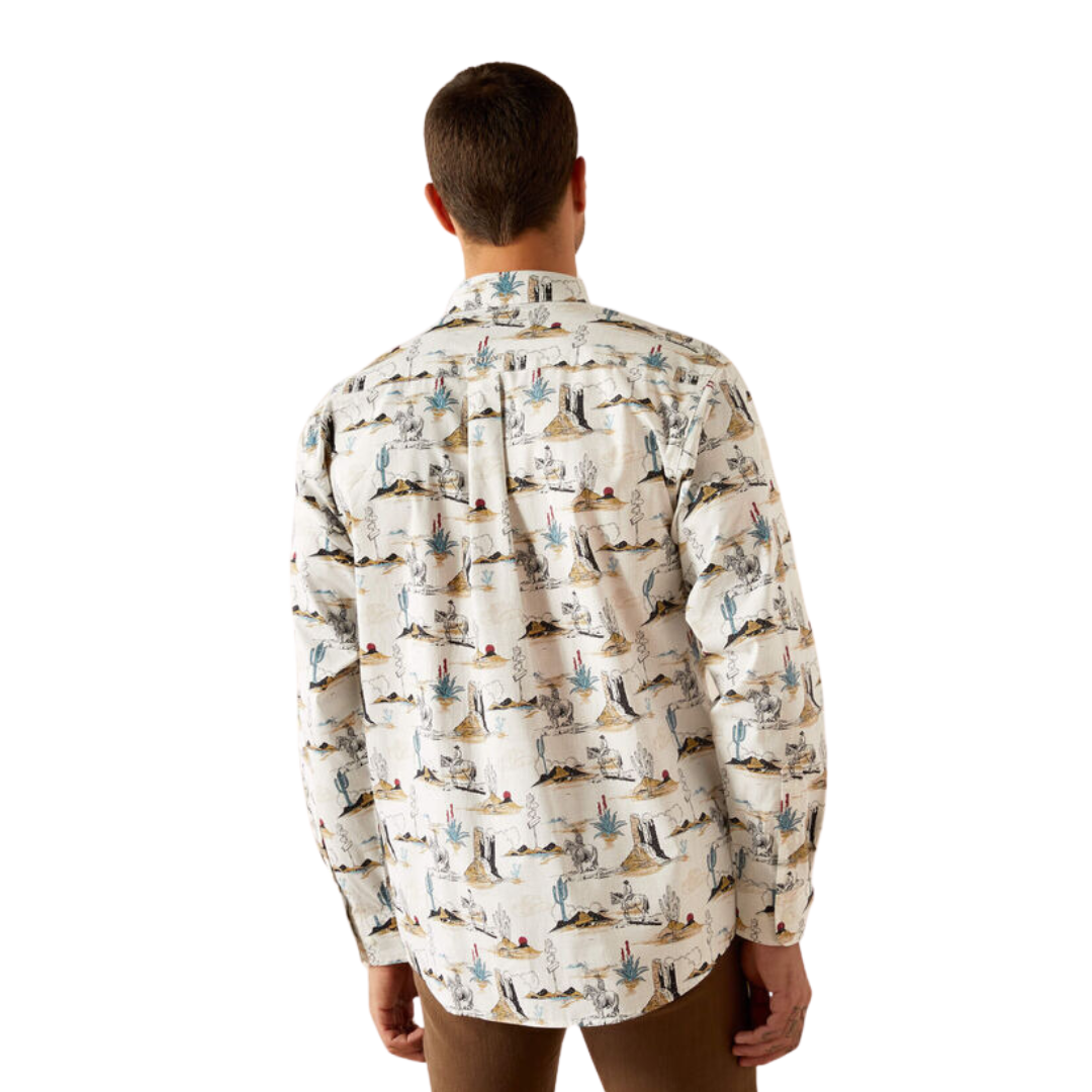 Ariat Men's Gunder Classic Fit Off White Shirt