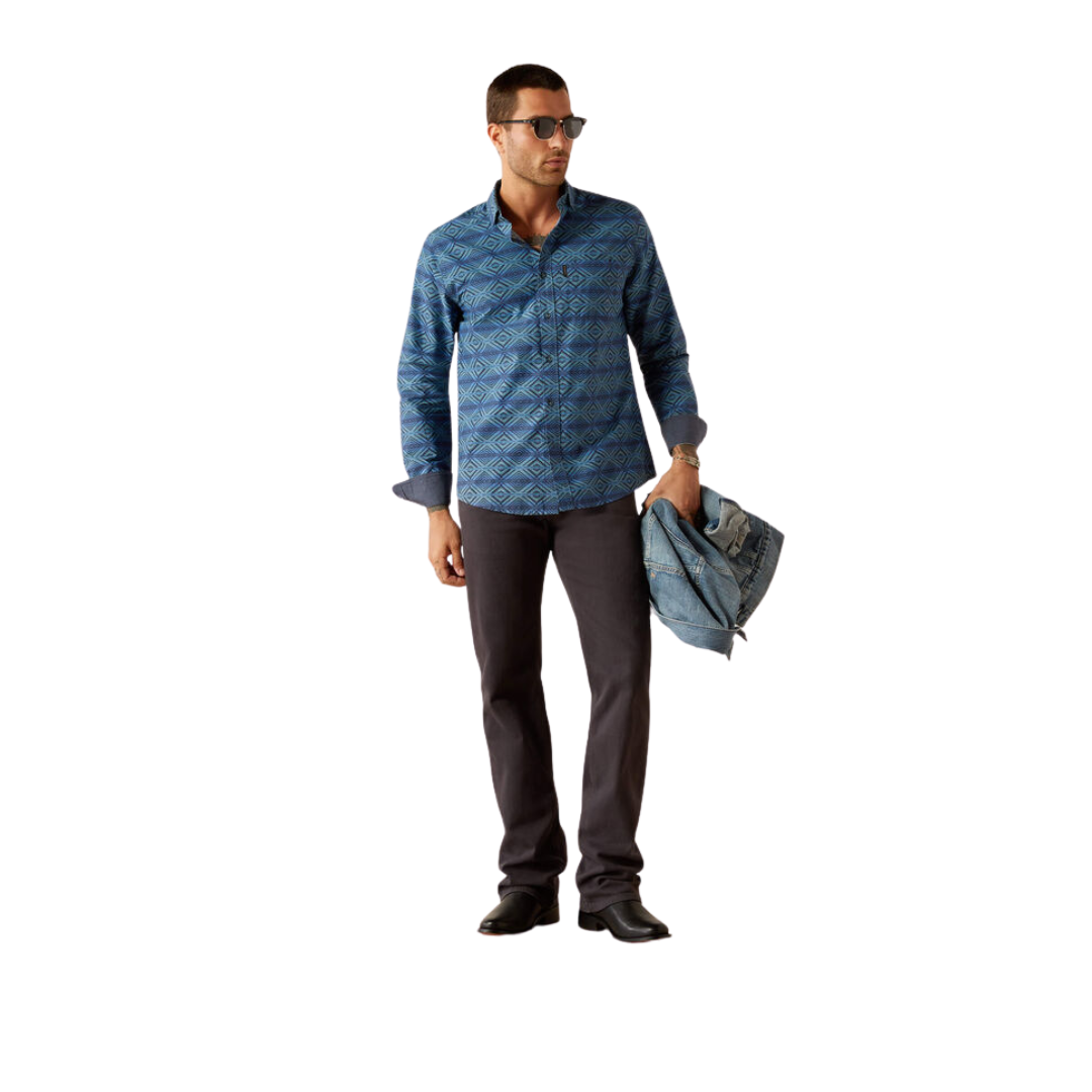Ariat Men's Mckay Modern Fit Dark Blue Shirt