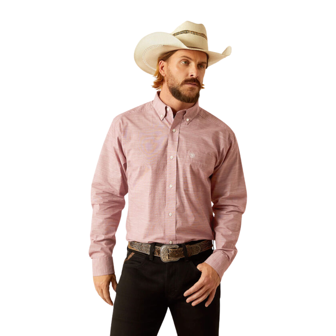 Ariat Men's Solid Slub Classic Fit Brick Shirt