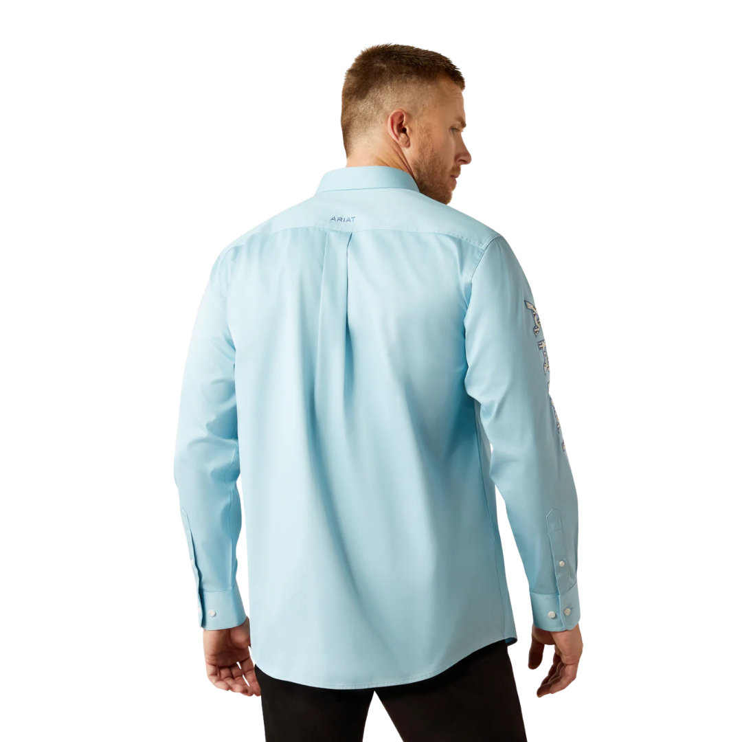 Ariat Men's Team Logo Twill Light Blue Shirt