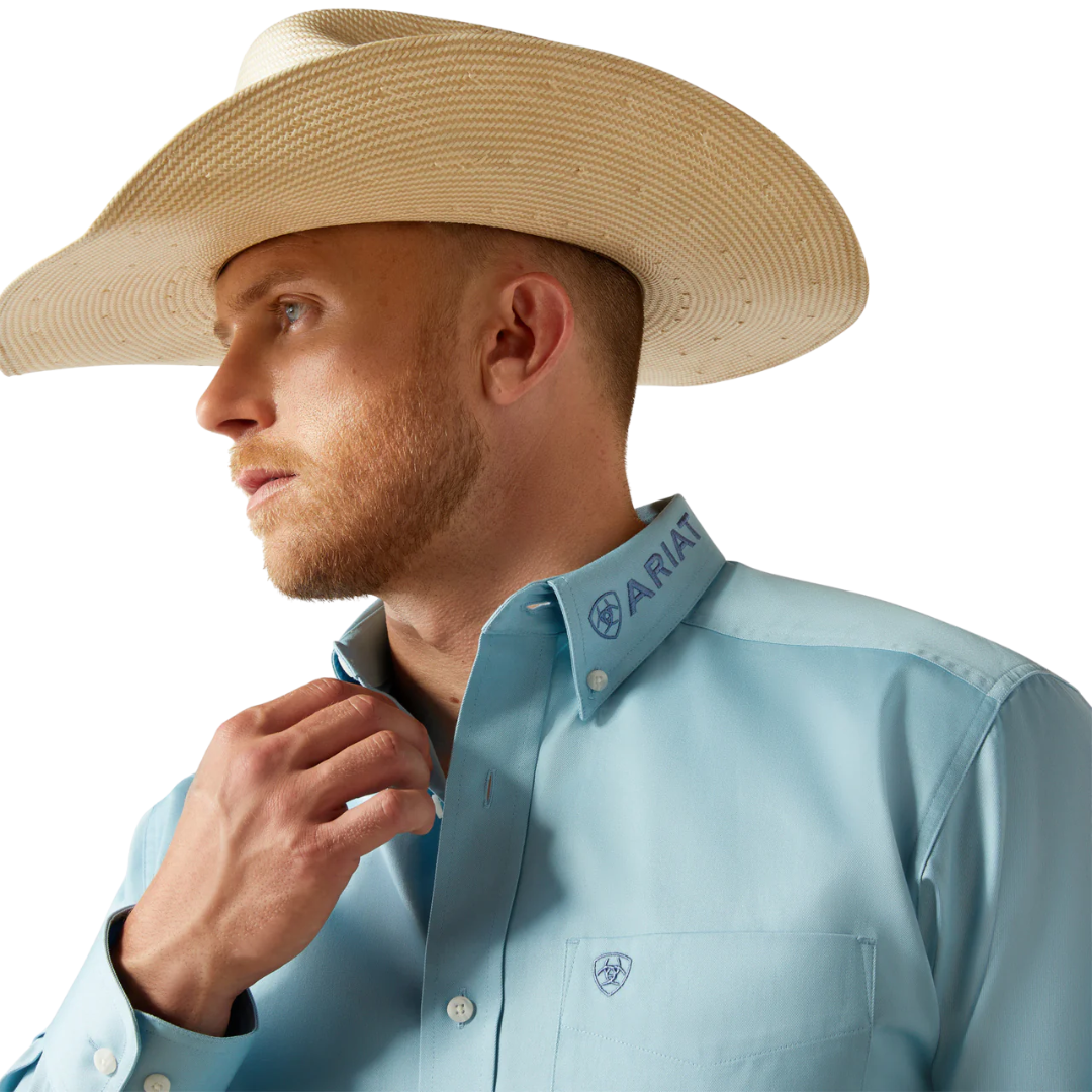Ariat Men's Team Logo Twill Light Blue Shirt