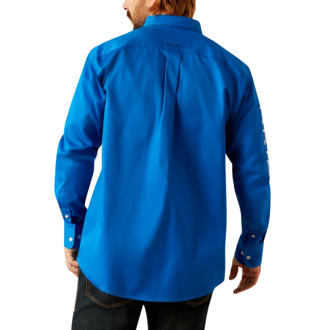 Ariat Men's Team Logo Twill Classic Fit Blue Shirt