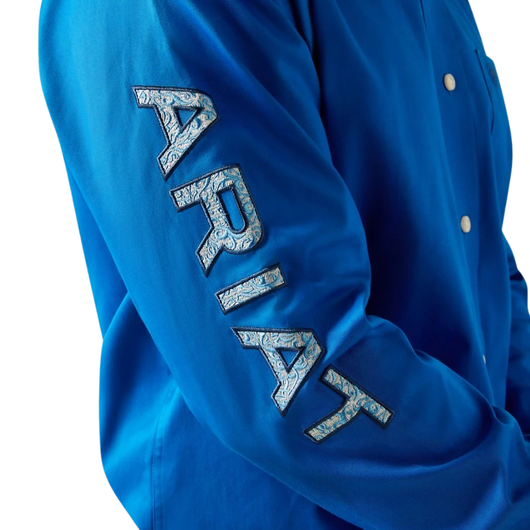 Ariat Men's Team Logo Twill Classic Fit Blue Shirt